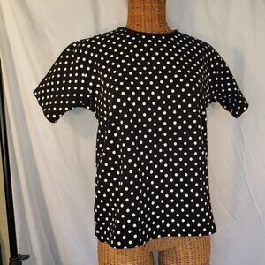 Chaus Sport Women's Black and White Polka Dot Top - Size Small